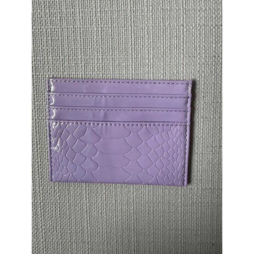Lavender Faux Croc Card Holder Wallet Slim Minimalist Bifold